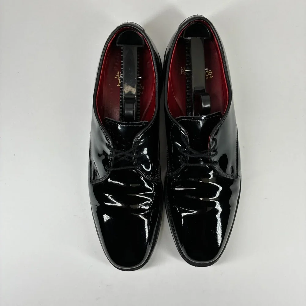 Allen Edmonds Spencer Men's US 9.5A Black Patent Leather Tuxedo Derby Dress Shoe